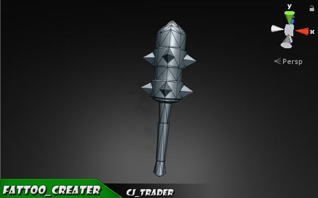 Bladed Mace Low poly Fantasy 3d model Low-poly 3D model_5