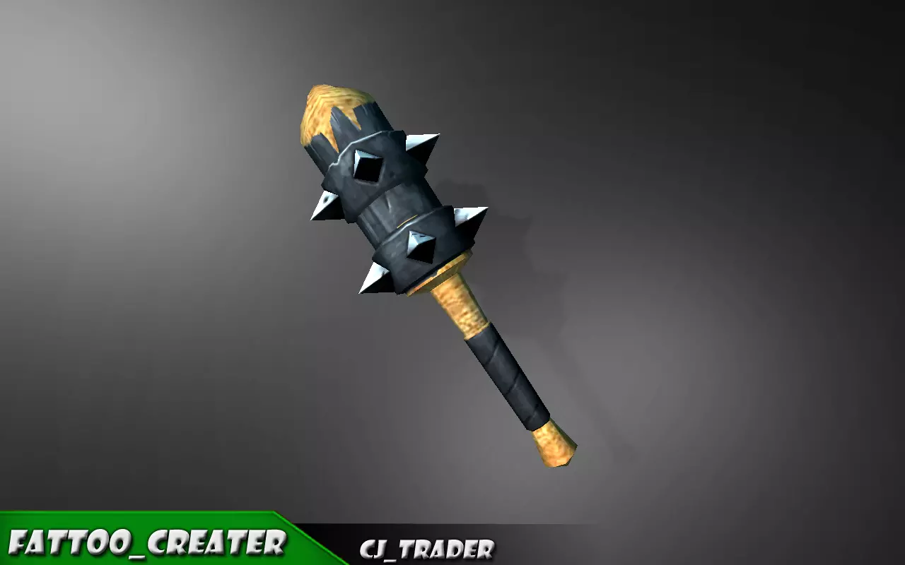 Bladed Mace Low poly Fantasy 3d model Low-poly 3D model_0