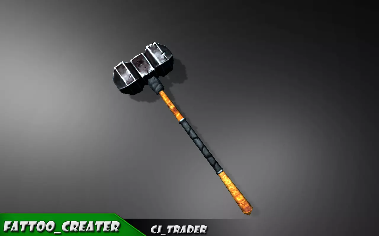 Fantasy Battle Mace low poly 3d model Low-poly 3D model_0