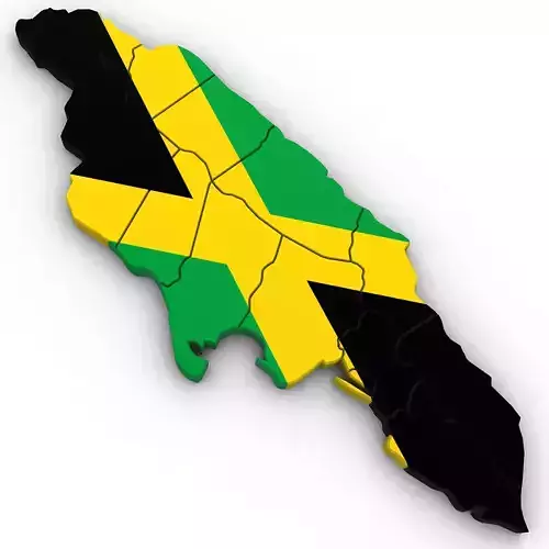3d Political Map of Jamaica