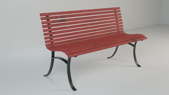 An old worn park bench 3D model