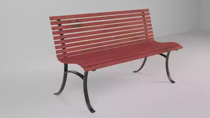 An old worn park bench 3D model