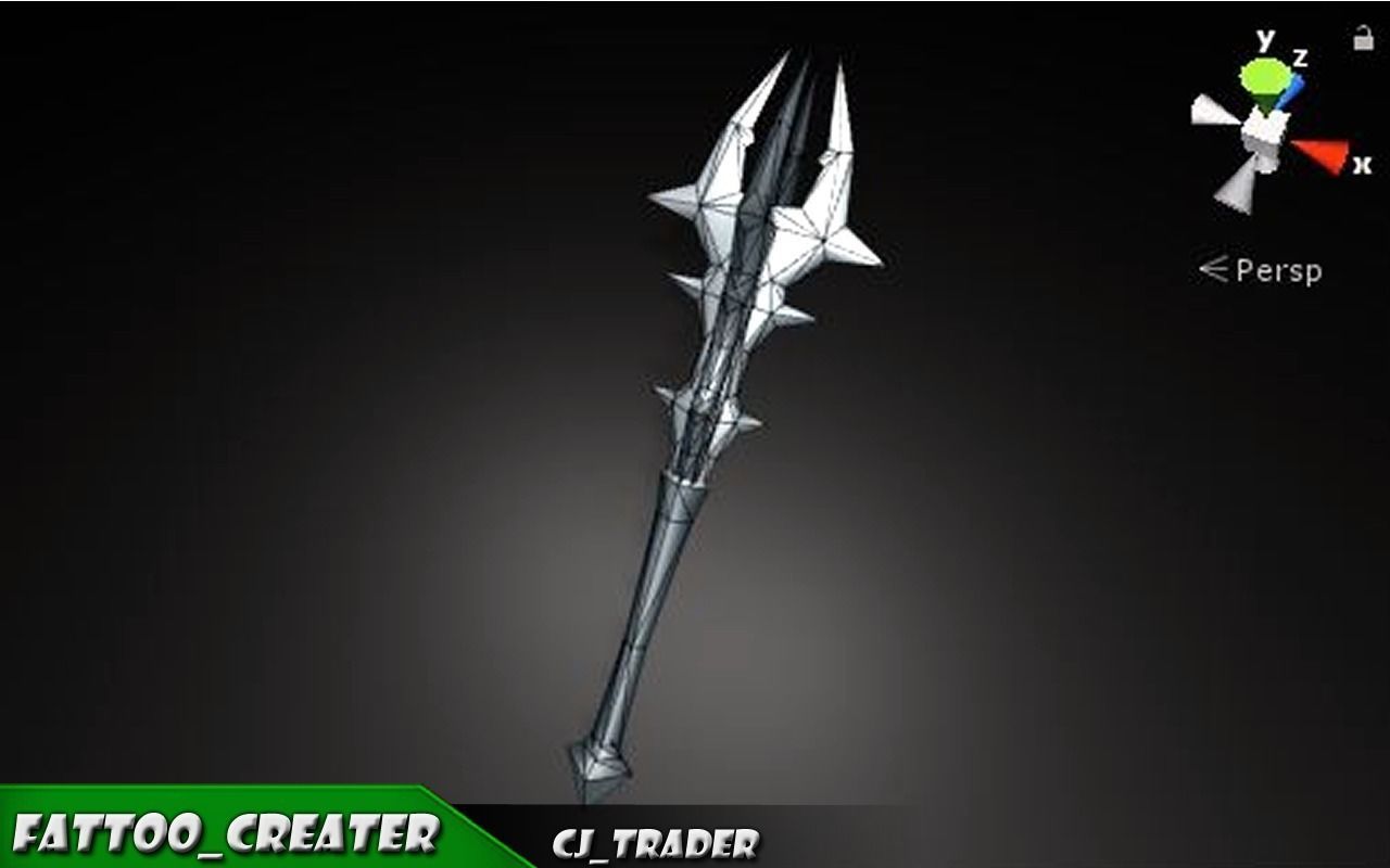 Magic Stick Mace Fantasy Low-Poly 3D Model Low-poly 3D model_5