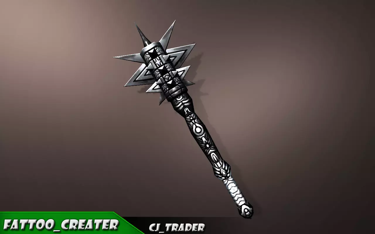 Fantasy Magic Stick Low poly Mace 3D Model Low-poly 3D model_0