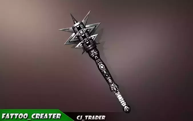 Fantasy Magic Stick Low poly Mace 3D Model Low-poly 3D model