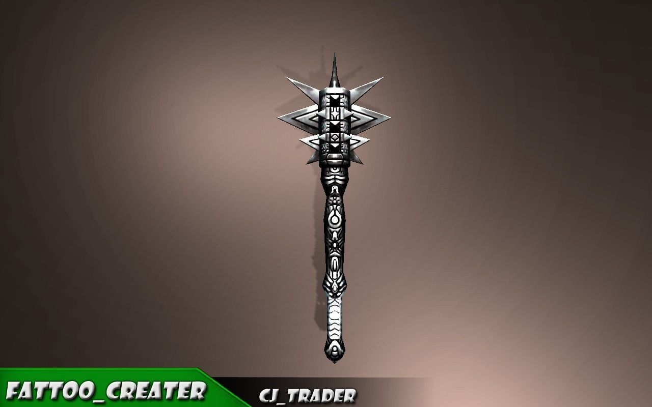 Fantasy Magic Stick Low poly Mace 3D Model Low-poly 3D model_2