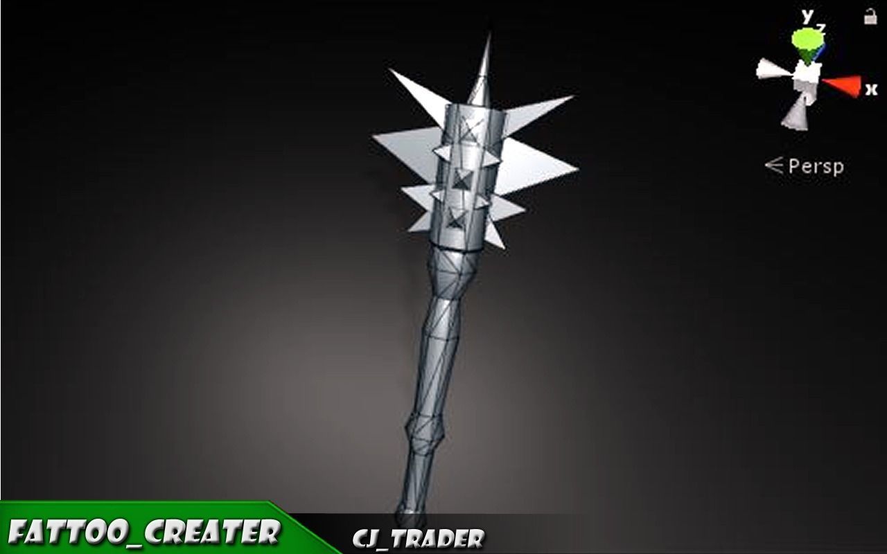 Fantasy Magic Stick Low poly Mace 3D Model Low-poly 3D model_5