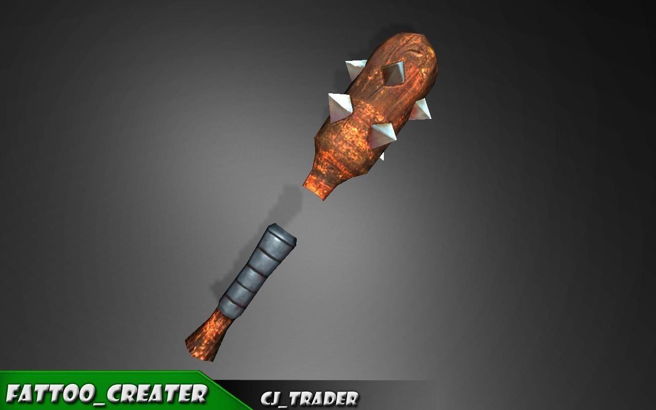 Mini Spiked Club Low-poly 3D model Low-poly 3D model_3