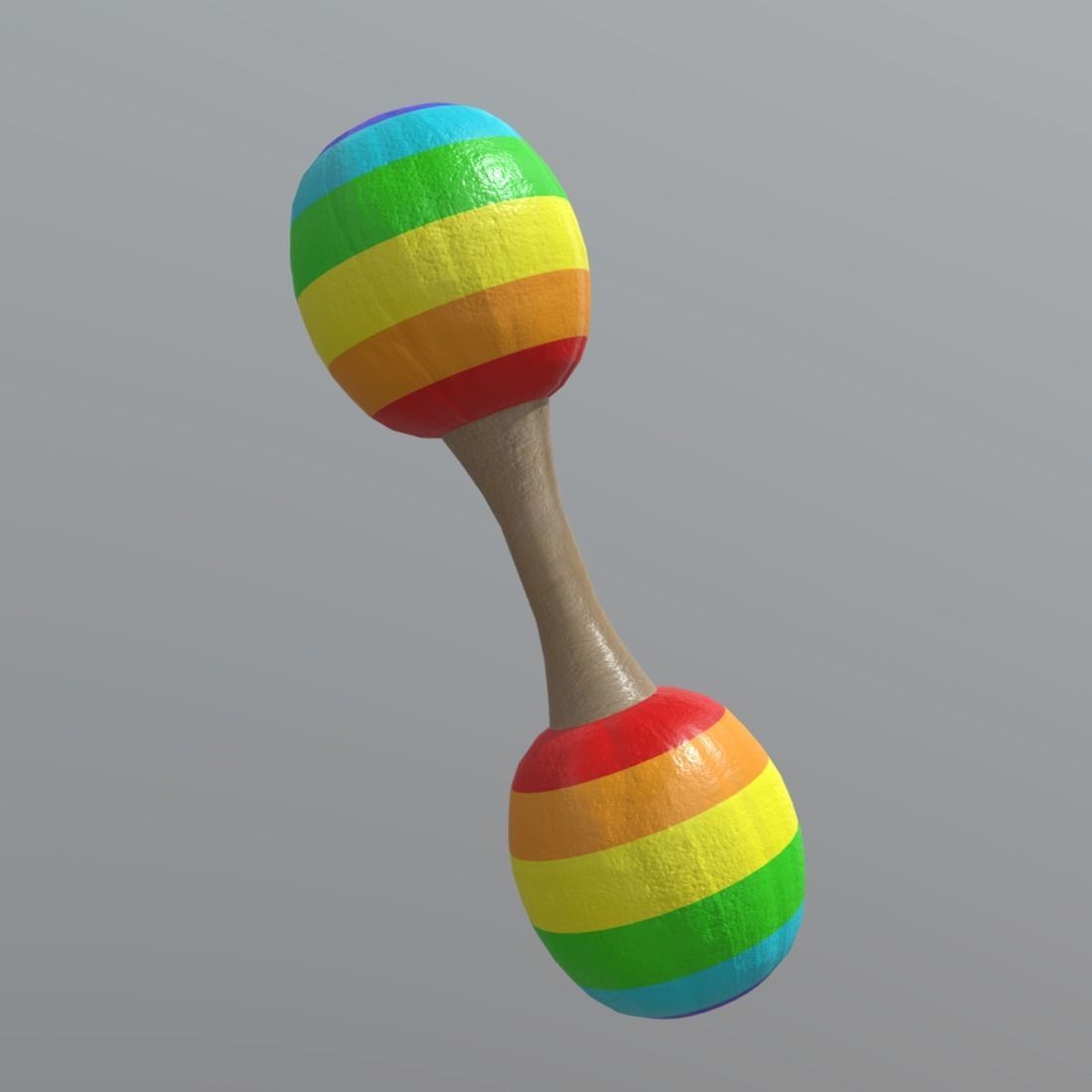 Rattle rainbow colored maraca Low-poly 3D model_5