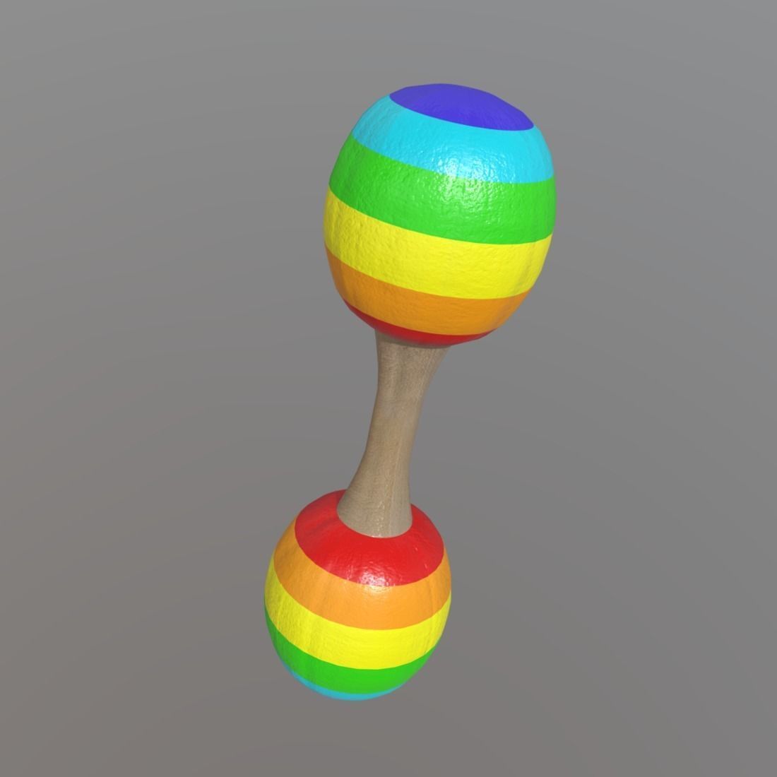 Rattle rainbow colored maraca Low-poly 3D model_6