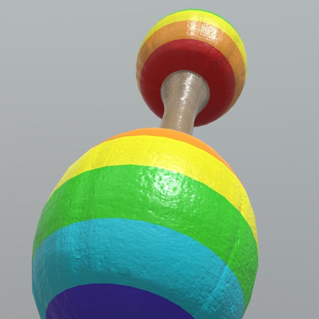 Rattle rainbow colored maraca Low-poly 3D model_8