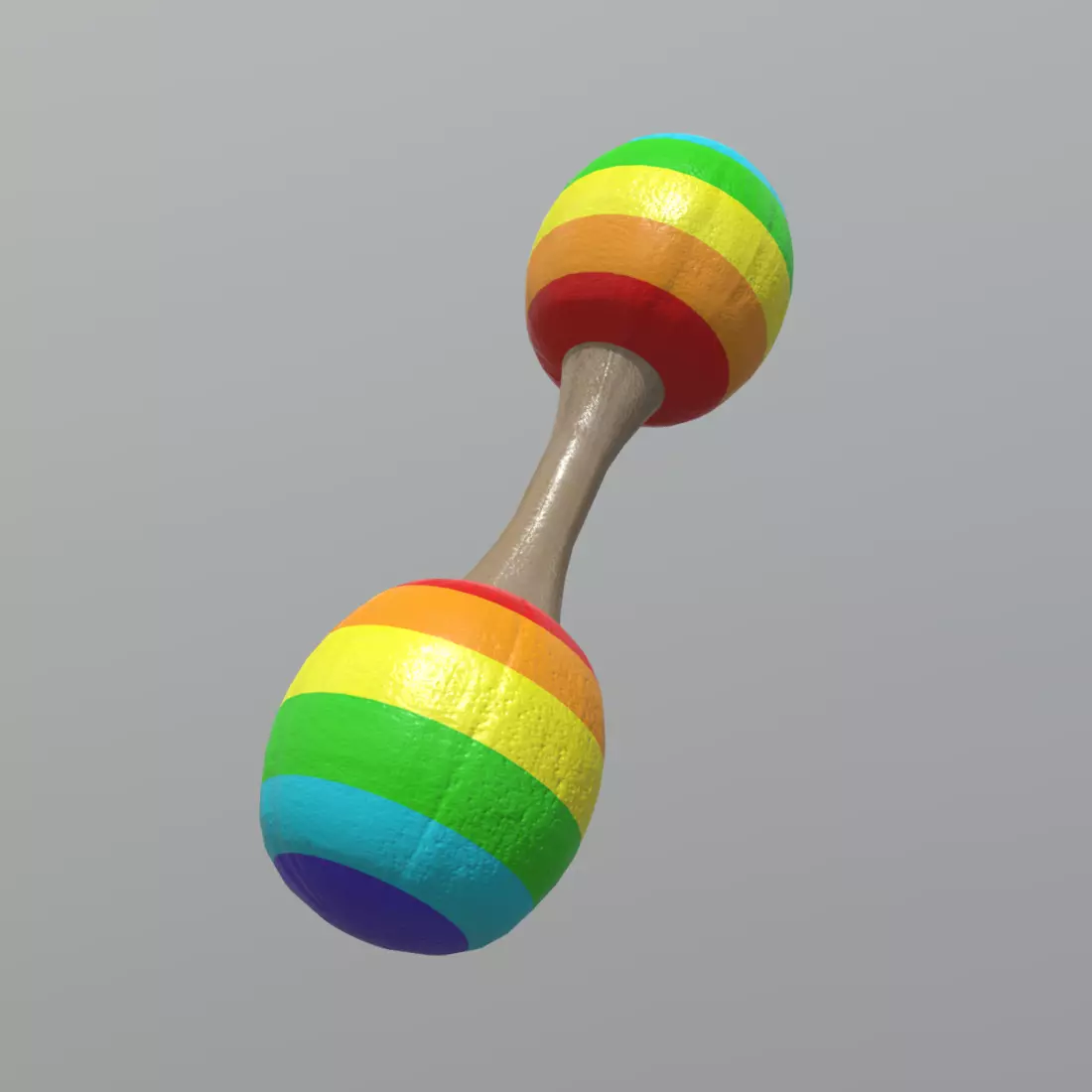 Rattle rainbow colored maraca Low-poly 3D model_0