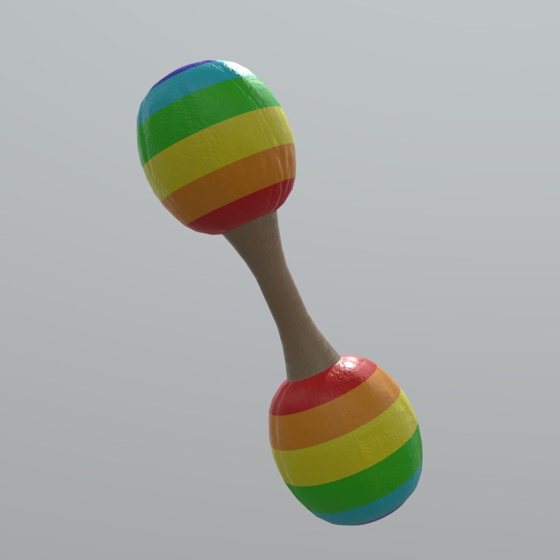 Rattle rainbow colored maraca Low-poly 3D model_4