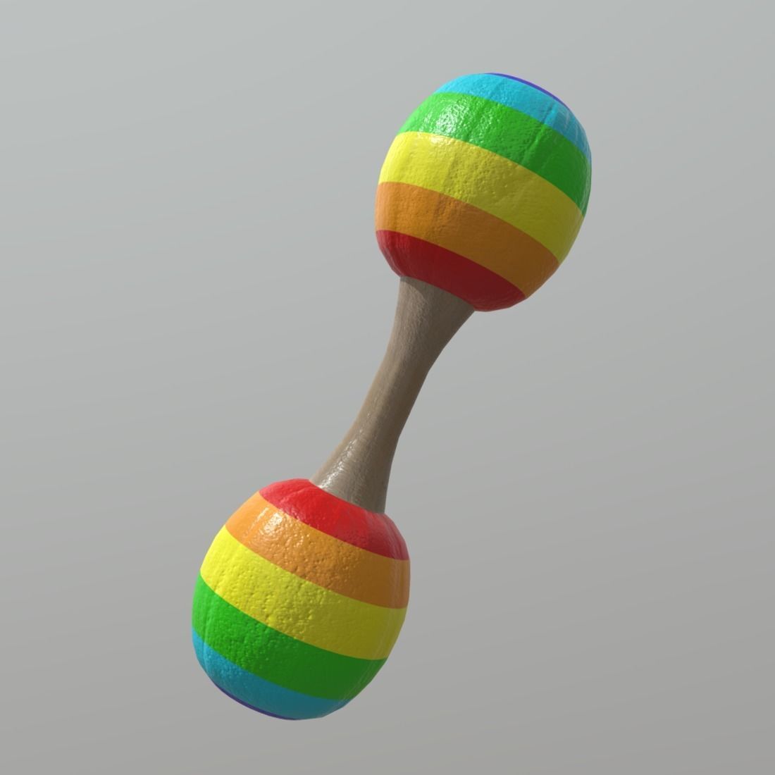 Rattle rainbow colored maraca Low-poly 3D model_2