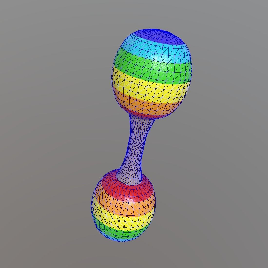 Rattle rainbow colored maraca Low-poly 3D model_7