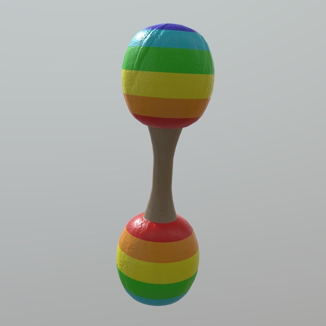 Rattle rainbow colored maraca Low-poly 3D model_3