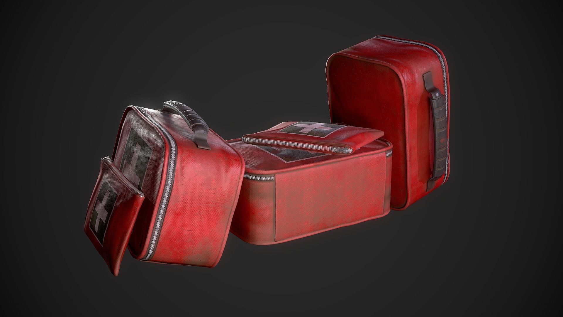 First aid kits Low-poly 3D model_2