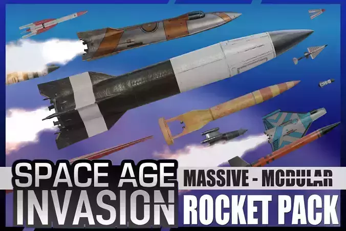 Space Age Invasion Massive Modular Rocket Pack Low-poly 3D model