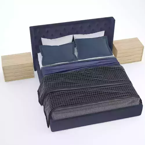 Luxury Tufted Bed 3D model