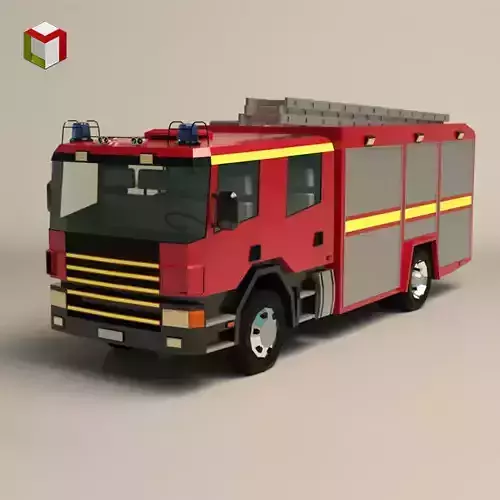 Low Poly Fire Truck 02 Low-poly 3D model