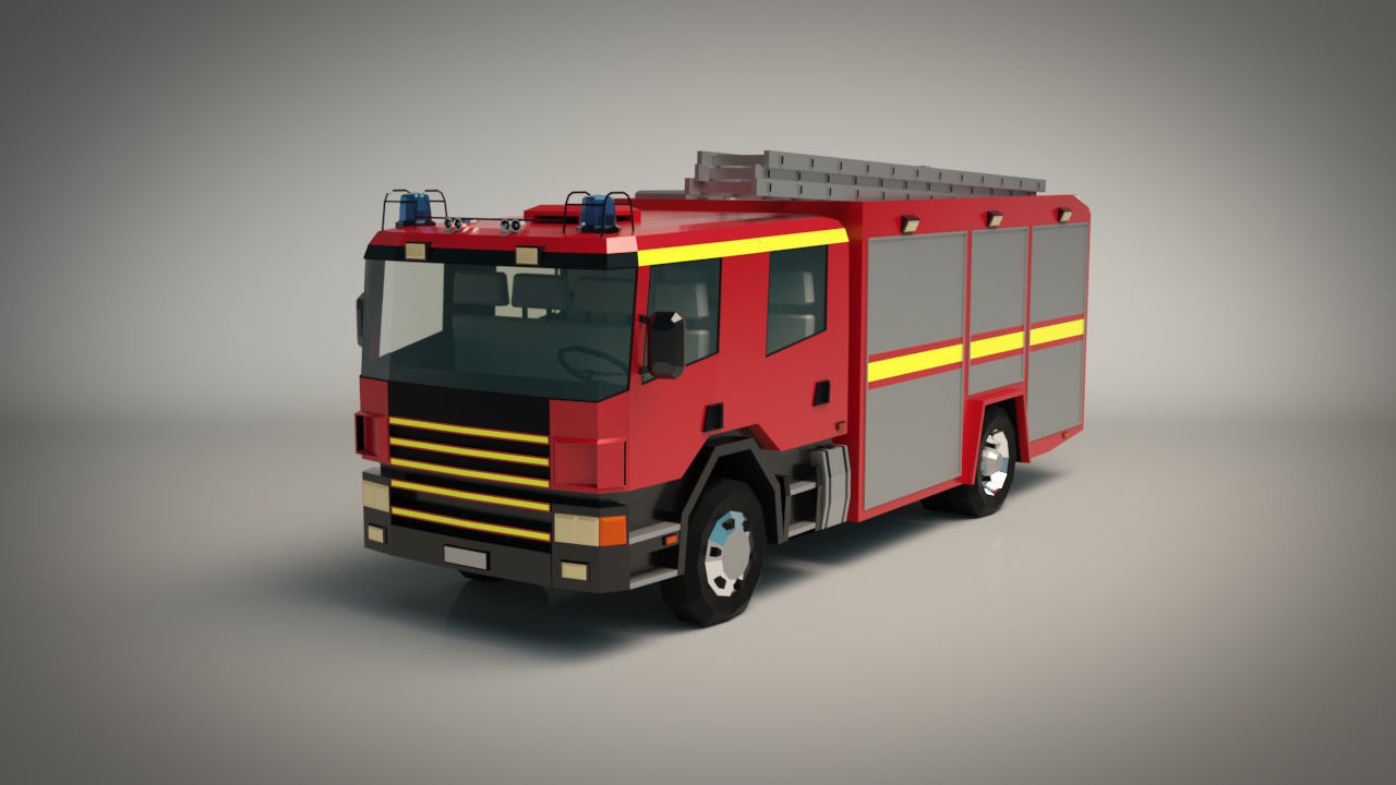 3D model Low Poly Fire Truck 02 VR / AR / low-poly | CGTrader