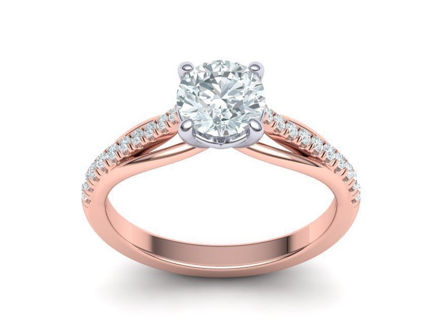 Petite Engagement ring Two tone  with 1ct stone 3dmodel 3D print model_10