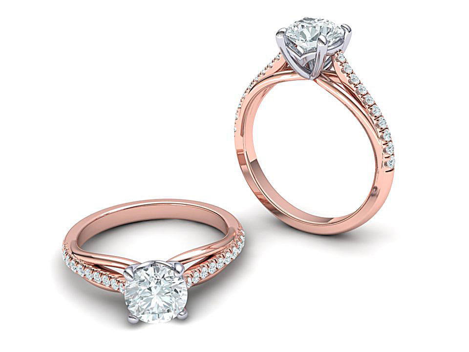 Petite Engagement ring Two tone  with 1ct stone 3dmodel 3D print model_4