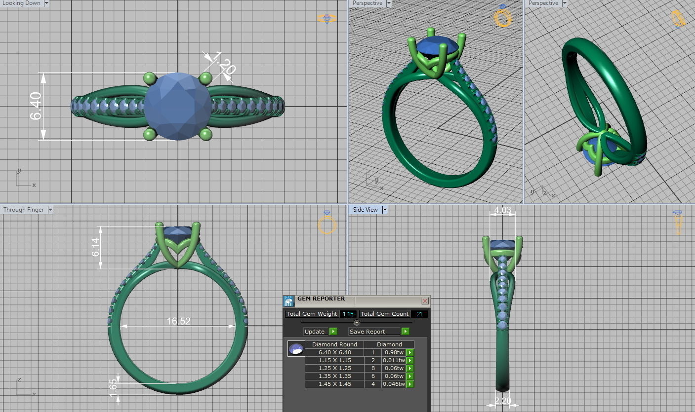 Petite Engagement ring Two tone  with 1ct stone 3dmodel 3D print model_5