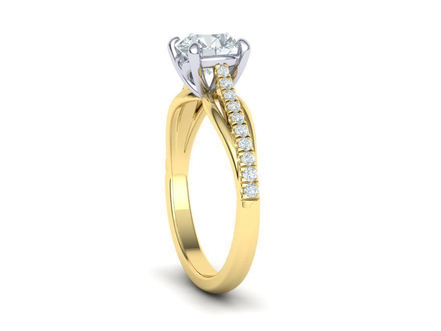Petite Engagement ring Two tone  with 1ct stone 3dmodel 3D print model_15