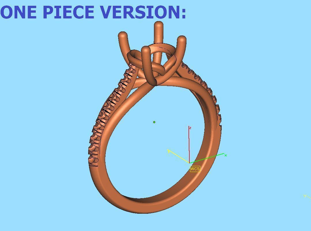 Petite Engagement ring Two tone  with 1ct stone 3dmodel 3D print model_8