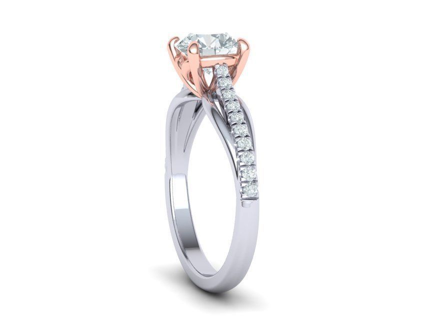 Petite Engagement ring Two tone  with 1ct stone 3dmodel 3D print model_14