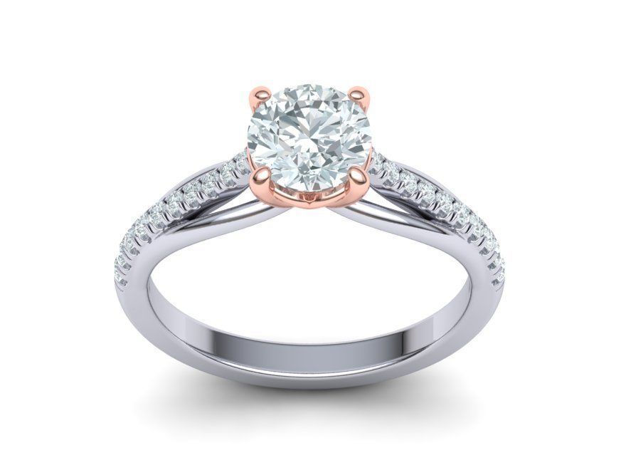 Petite Engagement ring Two tone  with 1ct stone 3dmodel 3D print model_12