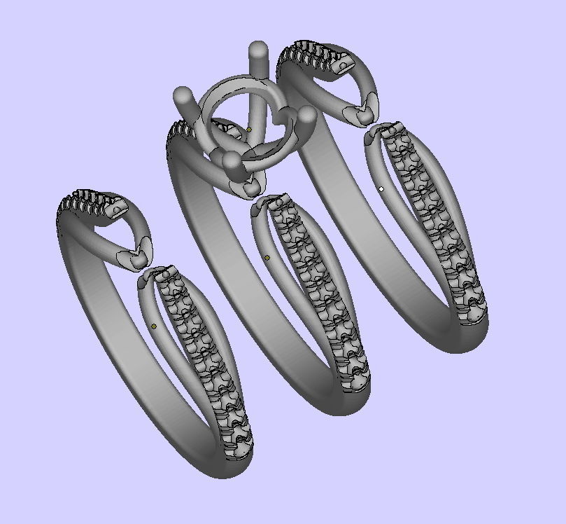 Petite Engagement ring Two tone  with 1ct stone 3dmodel 3D print model_7