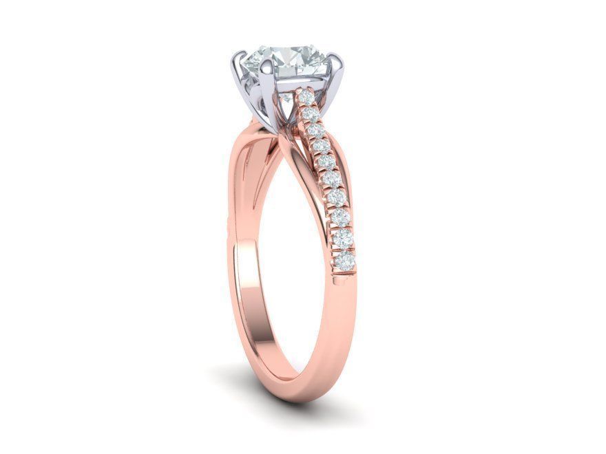Petite Engagement ring Two tone  with 1ct stone 3dmodel 3D print model_13