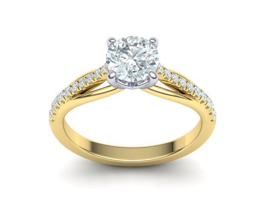 Petite Engagement ring Two tone  with 1ct stone 3dmodel 3D print model_11