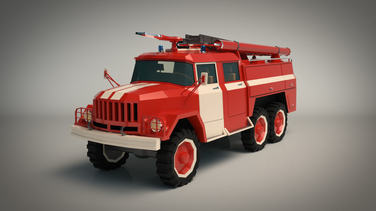 3D model Low Poly Fire Truck 03 VR / AR / low-poly | CGTrader