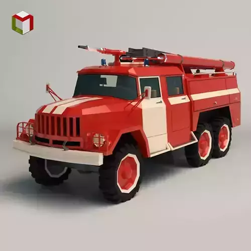 Low Poly Fire Truck 03 Low-poly 3D model