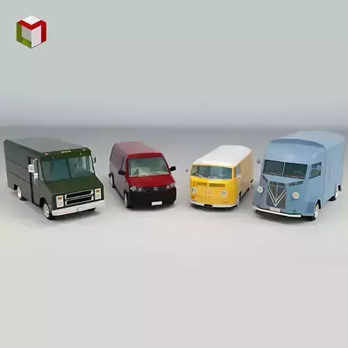 Low Poly Transporter Van Pack 3D Model Collection