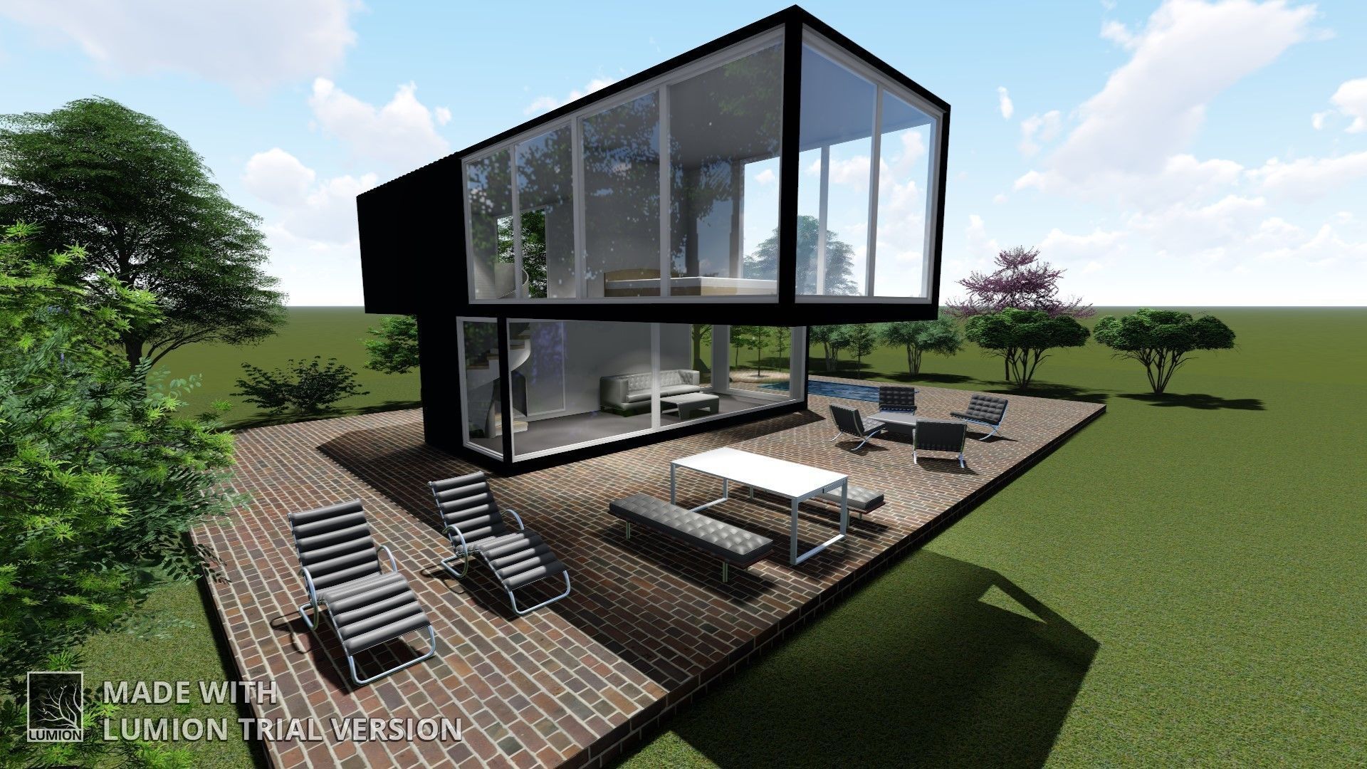 Ddublex t shape house 3D model_2
