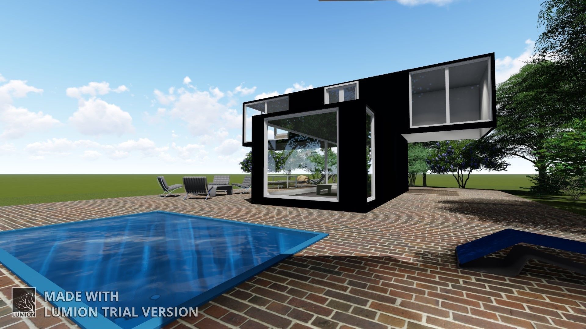 Ddublex t shape house 3D model_4