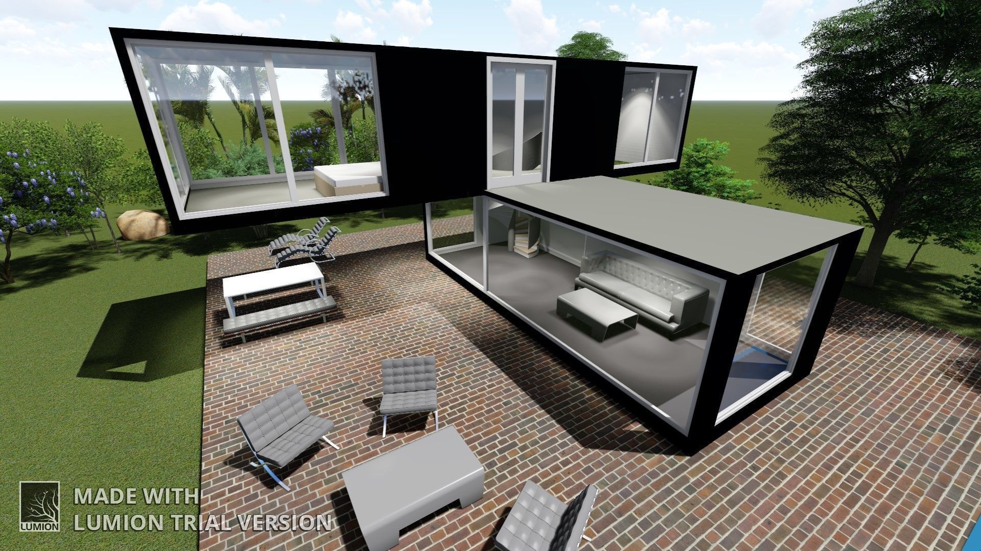 Ddublex t shape house 3D model_9