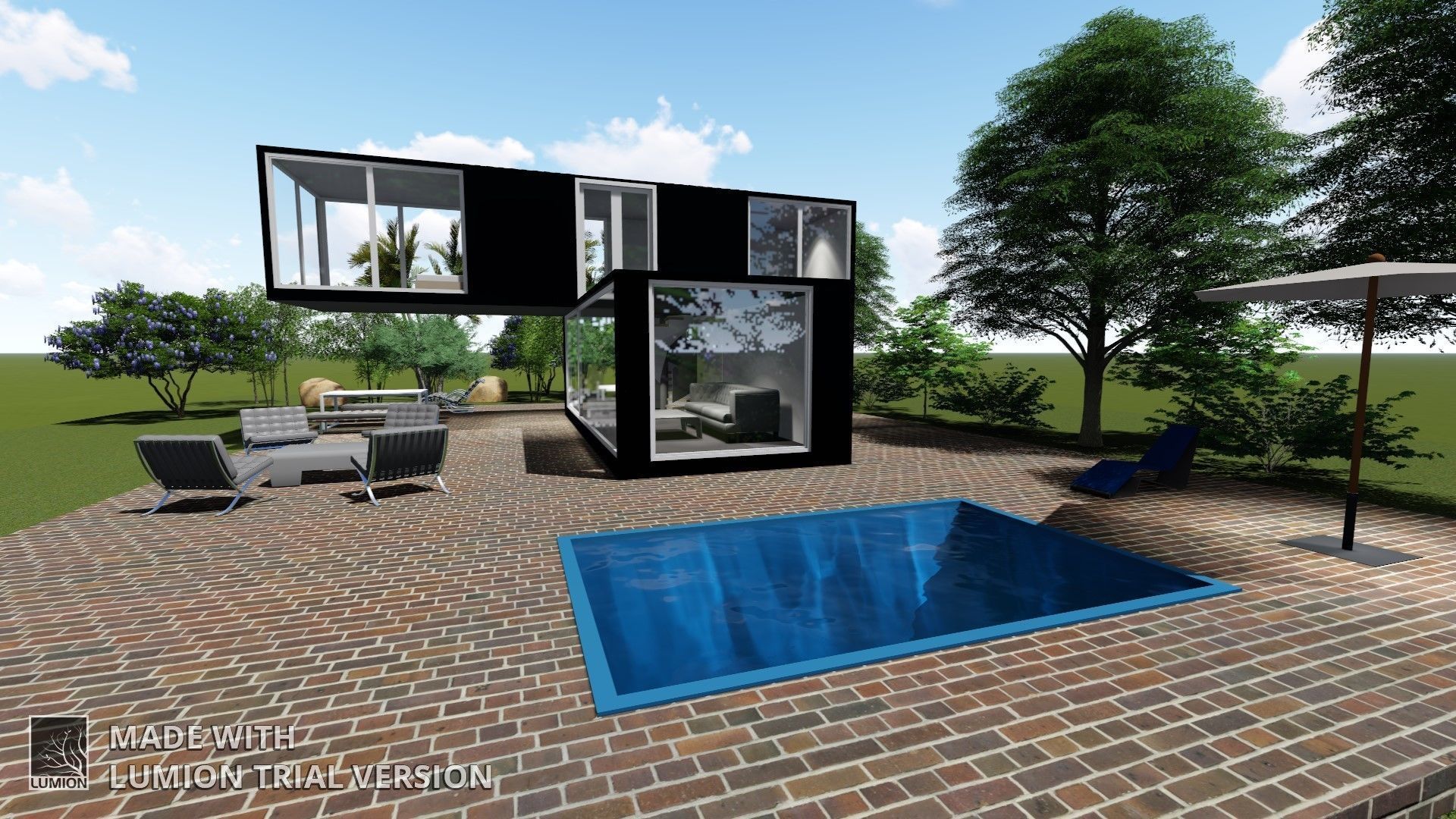 Ddublex t shape house 3D model_6