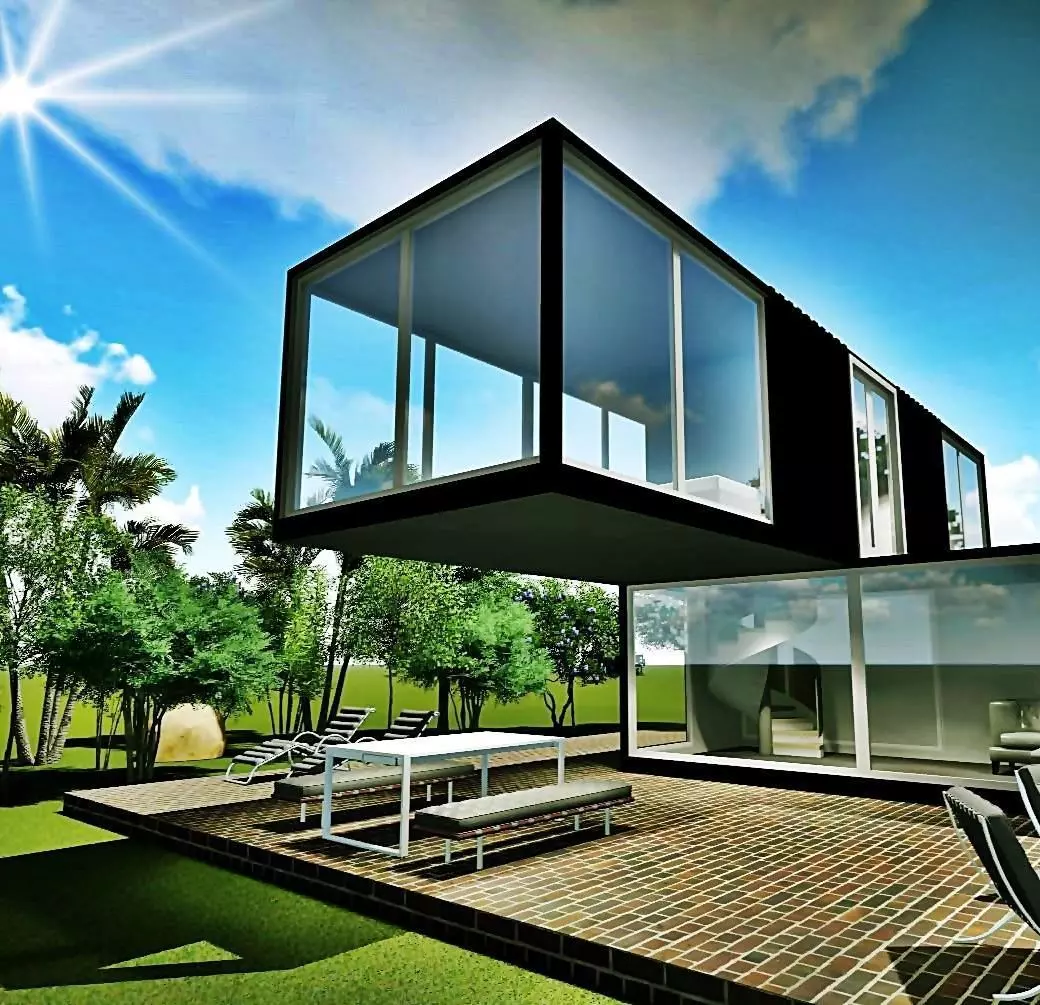 Ddublex t shape house 3D model_0