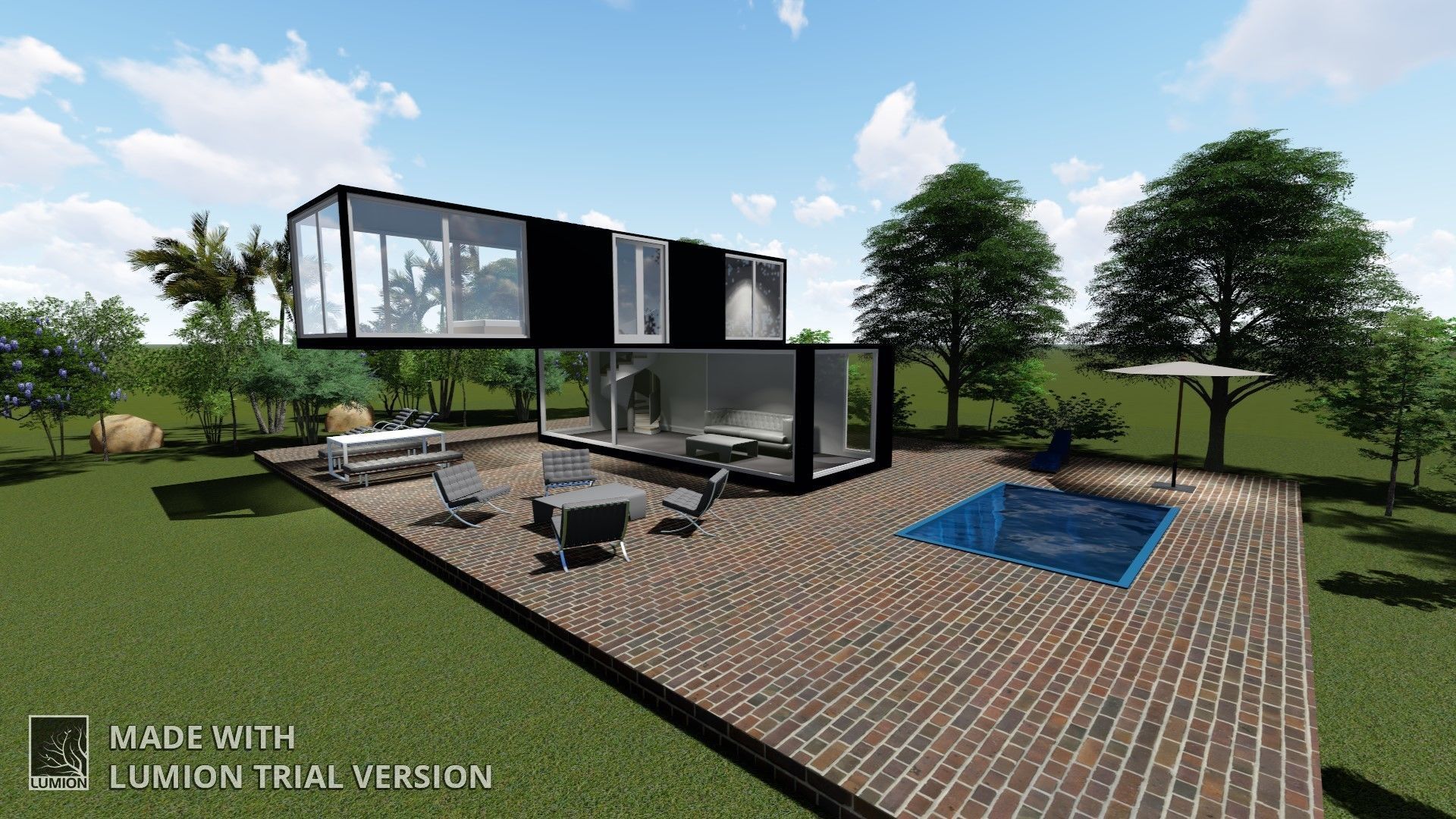 Ddublex t shape house 3D model_5