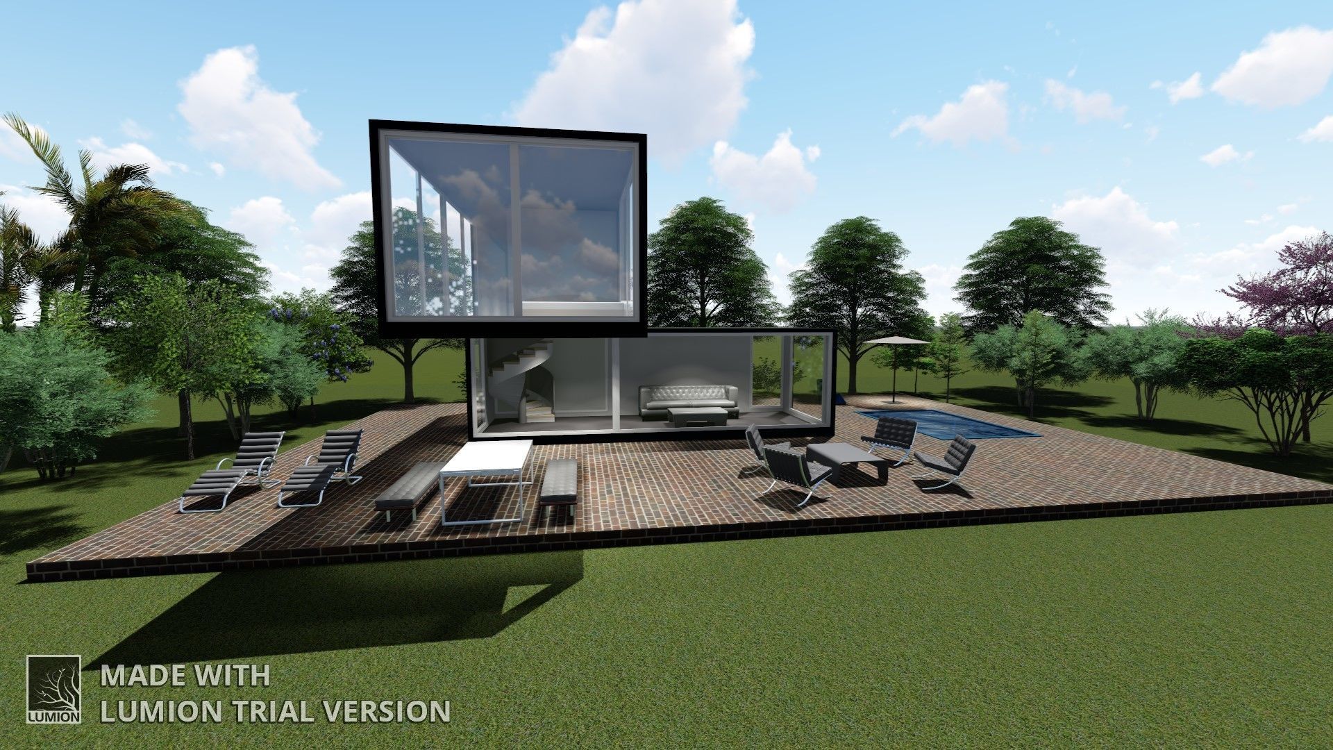 Ddublex t shape house 3D model_3