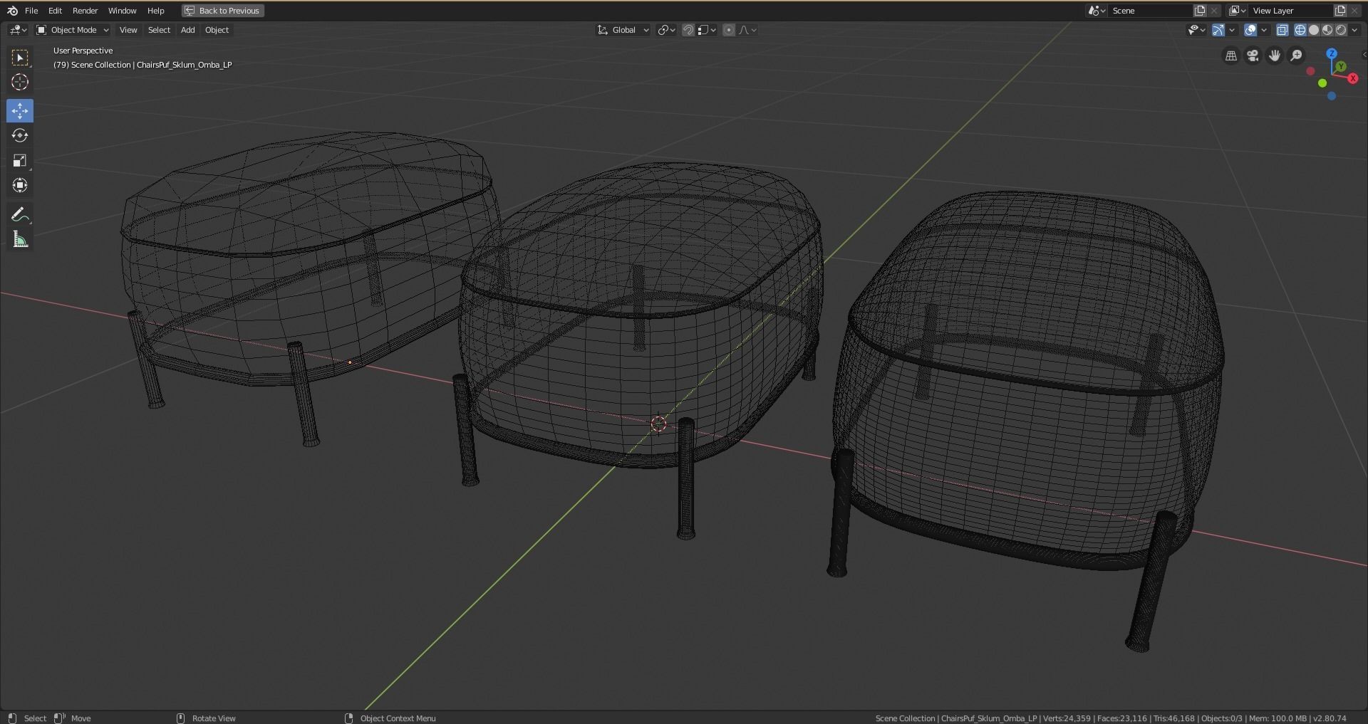 ChairsPuf Sklum Omba Low-poly 3D model_6