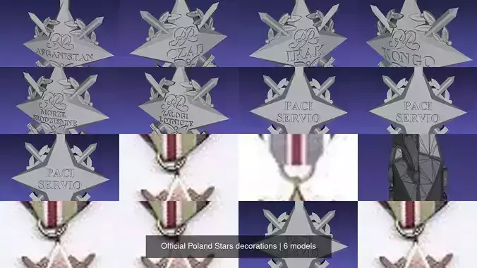 Official Poland Stars decorations 3D Model Collection