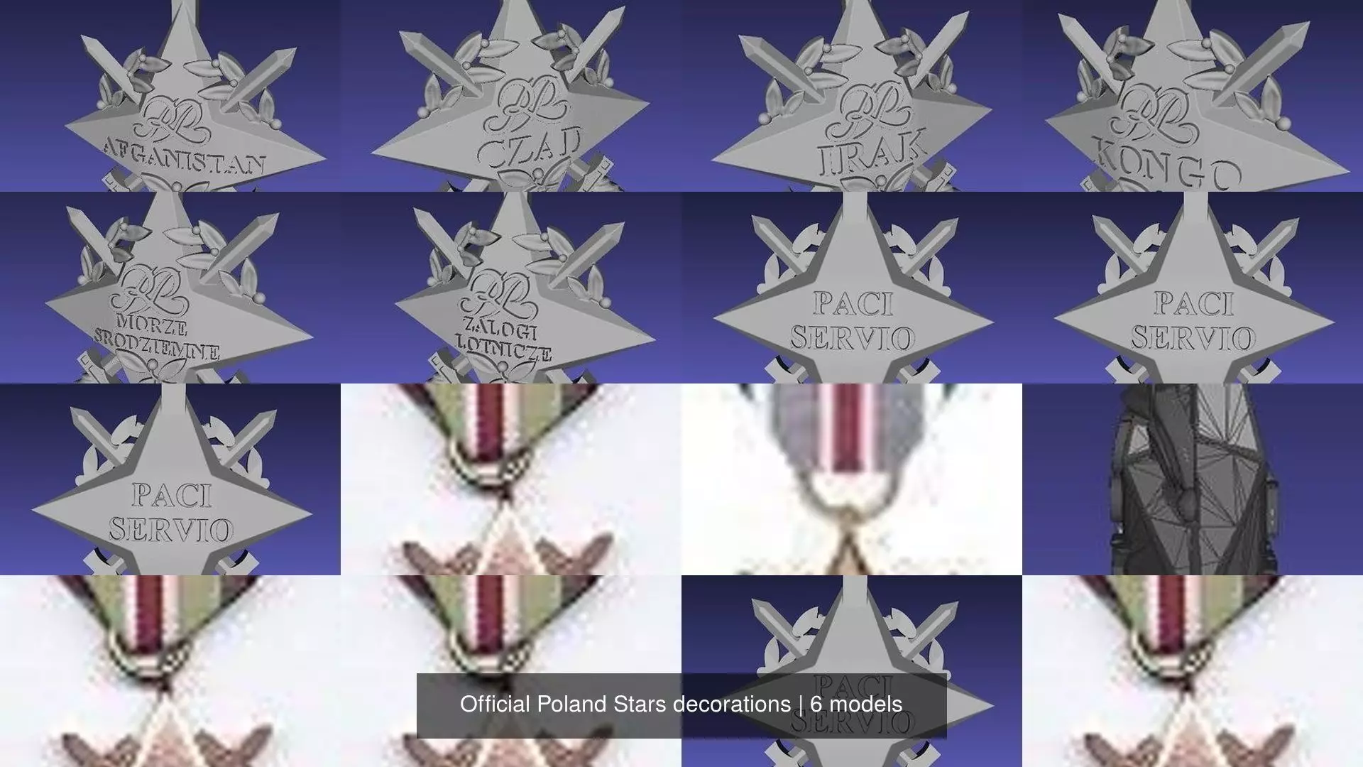 Official Poland Stars decorations 3D Model Collection_0