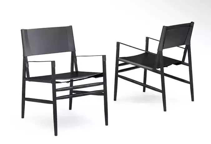 CB2 Hedwig black leather chair