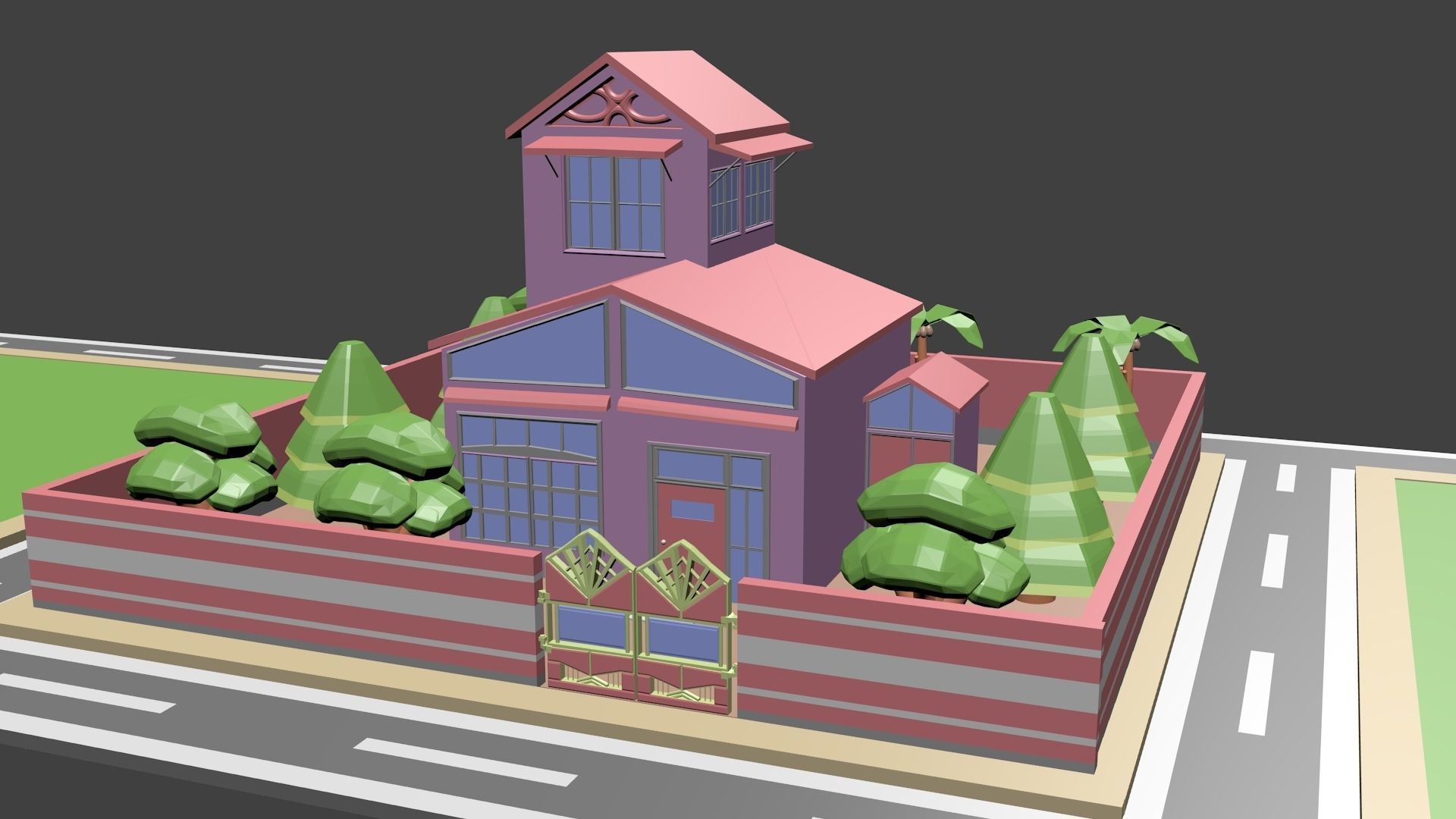 House with roof Free low-poly 3D model_7